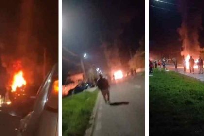 Un autoturism hibrid a fost distrus complet de flacari pe DJ 504 in zona Perii Brosteni Trei persoane au reusit sa se salveze in ultima clipa