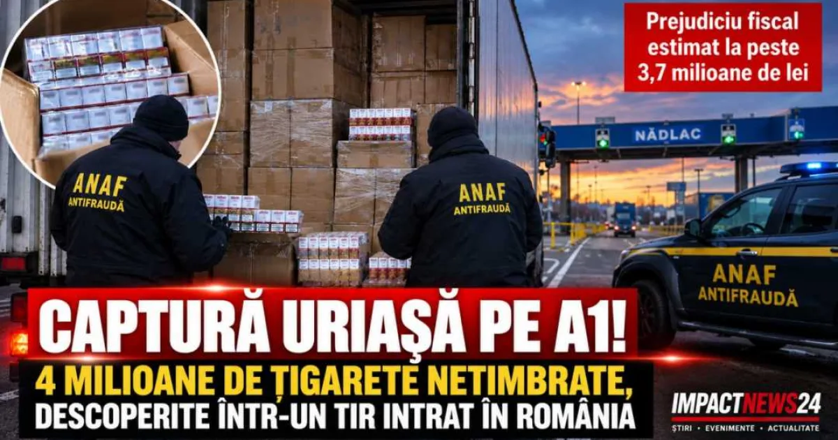 4 milioane de țigarete netimbrate, găsite într-un TIR la Nădlac
